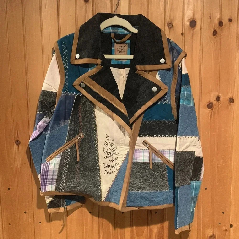 WE THE FREE Leia moto patchwork jacket